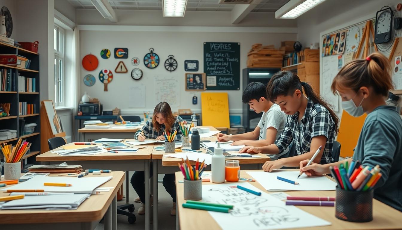 Student using learning strategies while studying